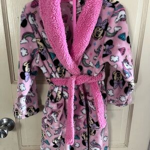 Disney Minnie Mouse Unicorn Rainbow Pink Pockets Bathrobe